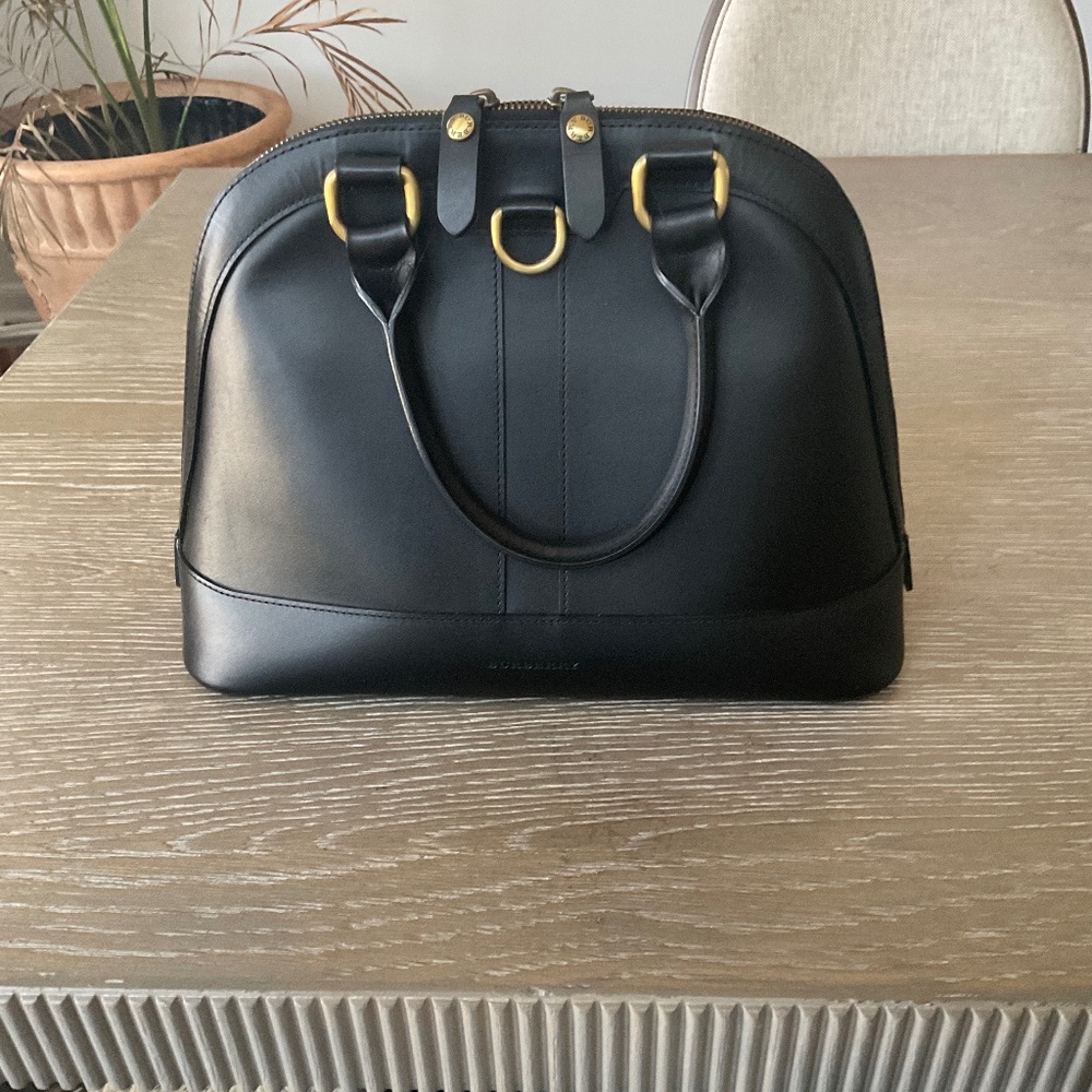 Burberry vintage leather dome bag. Black